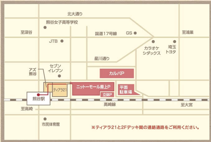 ミュゼプラチナム熊谷ニット―モール店駐車場マップ