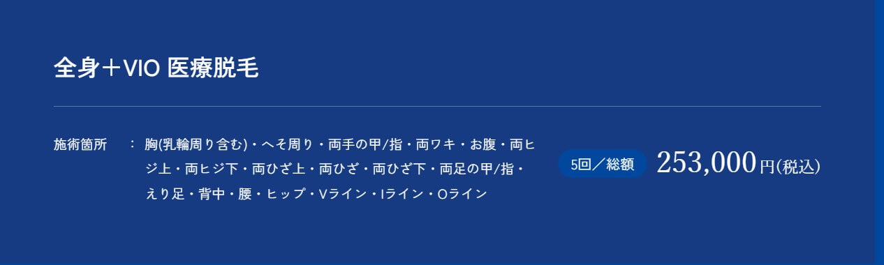 メンズアリシアクリニック仙台院全身+VIO医療脱毛5回