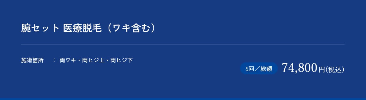 メンズアリシアクリニック仙台院脇含む腕セット医療脱毛5回